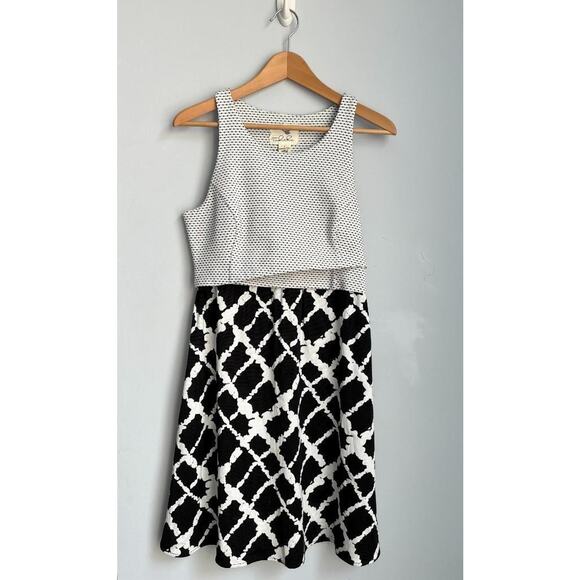 ANTHROPOLOGIE TABITHA sz 4 Aleida black white structured contrast patterns dress - Picture 4 of 9